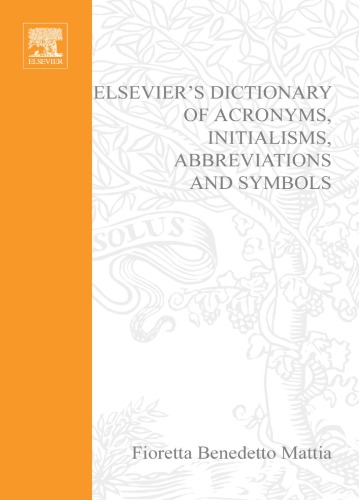 Elseviers Dictionary Of Acronyms Initialisms Abbreviations And Symbols Mattia F