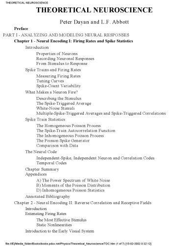 Theoretical Neuroscience Computational And Mathematical Modeling Of Neural Systems Peter Dayan And Lf Abbott