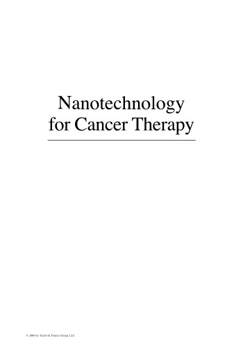 Nanotechnology For Cancer Therapy Amiji M