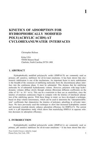 Water Soluble Polymers Solution Properties And Applications Amjad Z