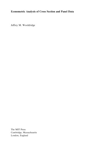 Econometric Analysis Of Cross Section And Panel Data Wooldridge