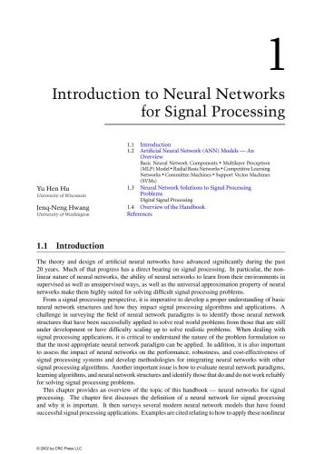 Handbook Of Neural Network Signal Processing