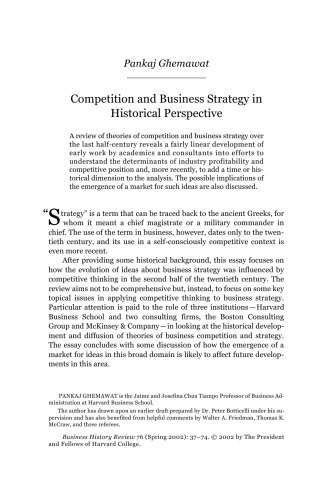 Competition And Business Strategy In Historical Perspective Pankaj M Ghemawat