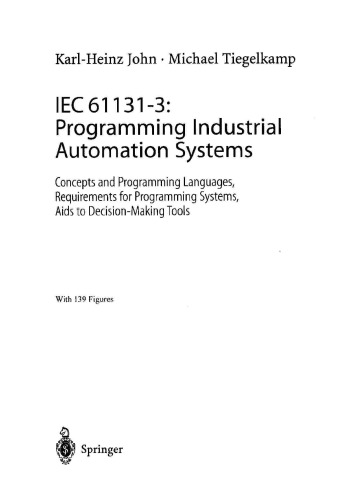 Iec 611313 Programming Industrial Automation Systems John Tiegelkamp