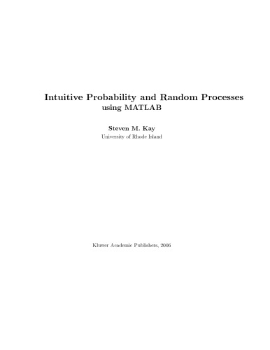 Intuitive Probability And Random Processes Using Matlab Kay S