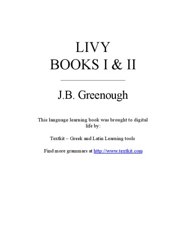 Livy Books I Ii Jb Greenough