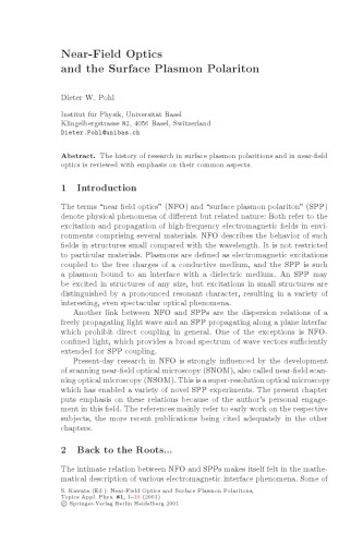 Nearfield Optics And Surface Plasmon Polaritons 2001 Springer Pohl D