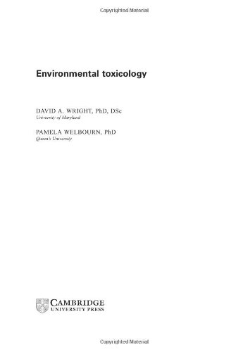 Environmental Toxicology 1st David A Wright Pamela Welbourn