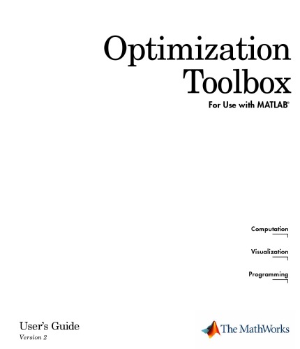 Matlab Optimisation Toolbox Users Guide