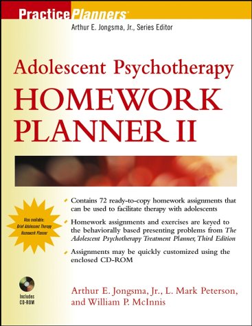 Adolescent Psychotherapy Homework Planner Ii Arthur E Jongsma