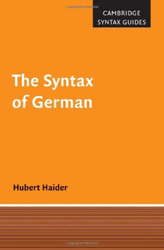 The Syntax Of German 1st Edition Hubert Haider