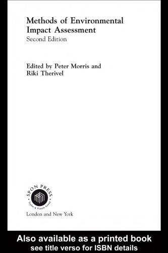 Methods Of Environmental Impact Assessment 2nd Edition Peter Morris