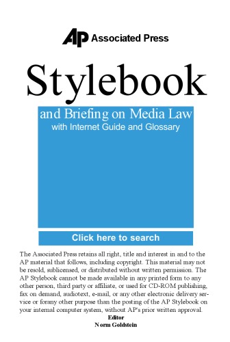 The Associated Press Stylebook 2002 And Briefing On Media Law 37th Edition Norm Goldstein