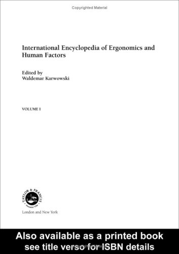 International Encyclopedia Of Ergonomics And Human Factors 1st Edition Waldemar Karwowski