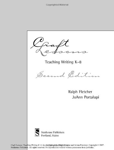 Craft Lessons Teaching Writing K8 2nd Ralph Fletcher Joann Portalupi