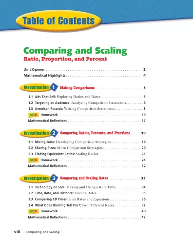 Comparing And Scaling Ratio Proportion And Percent Student Workbook Connected Mathematics 2 Glenda Lappan Et Al