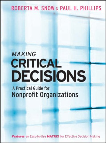 Making Critical Decisions A Practical Guide For Nonprofit Organizations Roberta M Snow