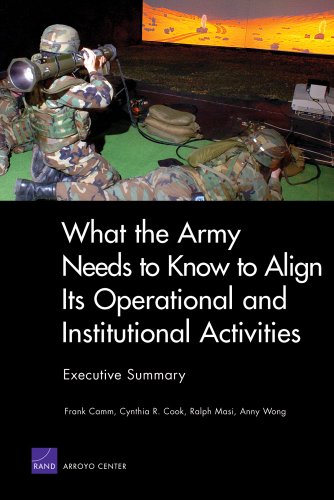 What The Army Needs To Know To Align Its Operational And Institutional Activities Executive Summary 2006 1st Edition Frank Camm