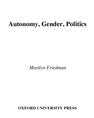 Autonomy Gender Politics Marilyn Friedman