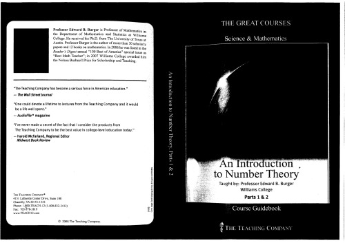 An Introduction To Number Theory 2 Dvd Set With Guidebook Edward B Burger