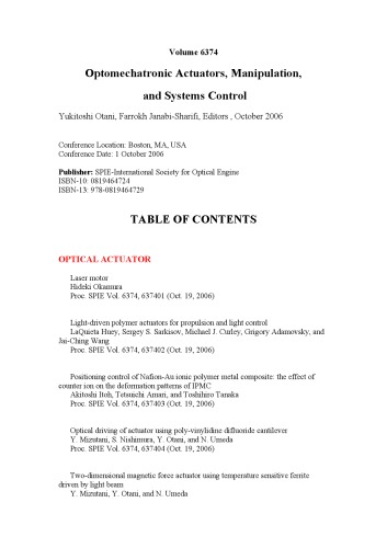 Optomechatronic Actuators Manipulation And Systems Control Yukitoshi Otani