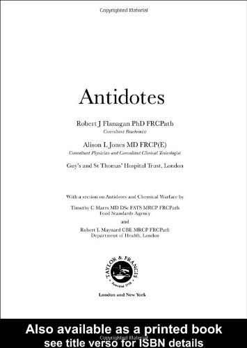 Antidotes Principles And Clinical Applications 1st Edition Robert Flanagan