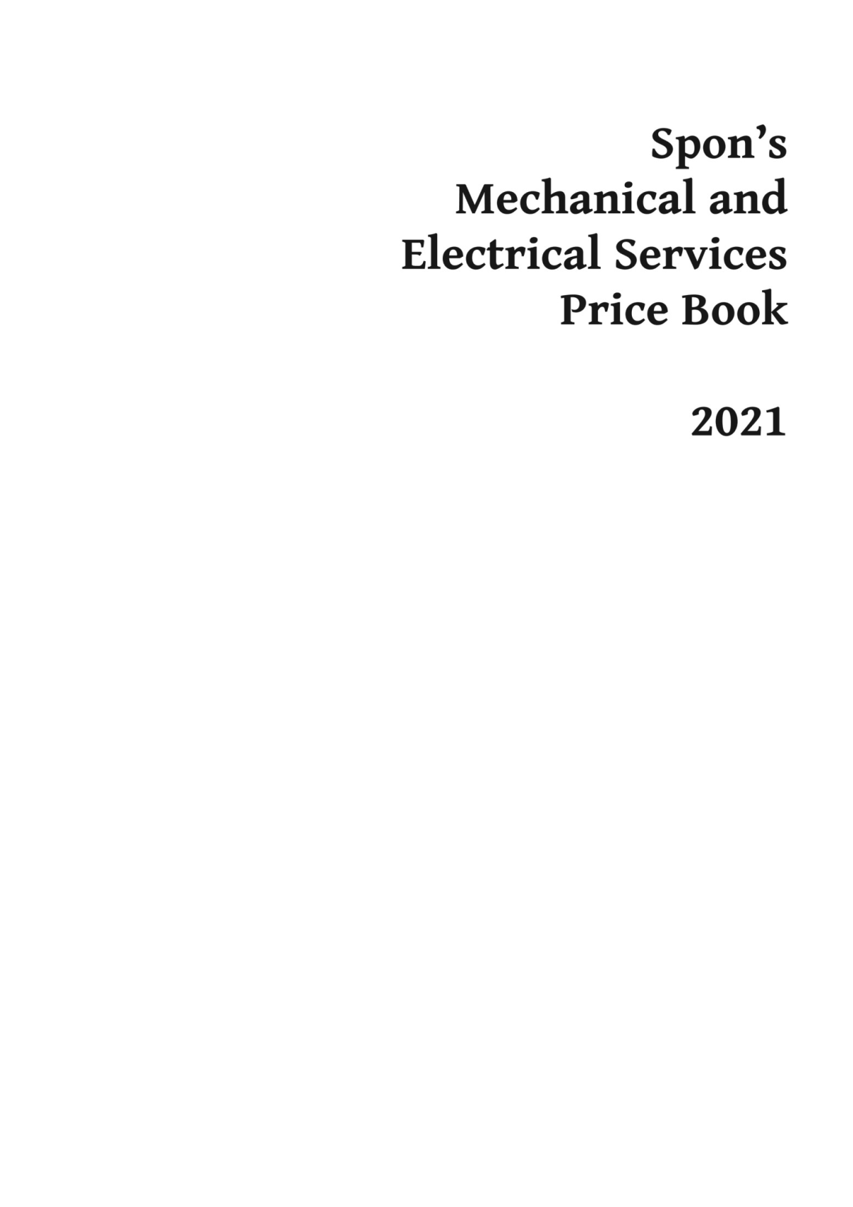 Spons Mechanical And Electrical Services Price Book 2021 Aecom