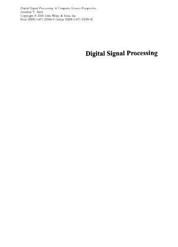 Digital Signal Processing A Computer Science Perspective Stein