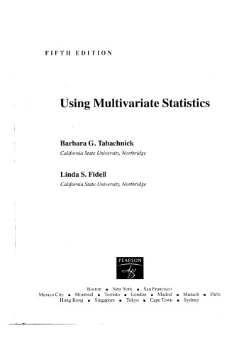 Using Multivariate Statistics 5 Ed 8 Print Tabachnick Barbara Gfidell