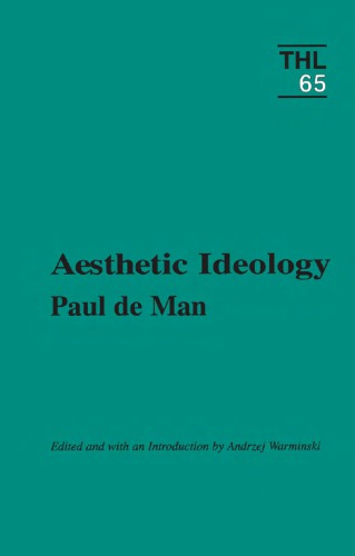 Aesthetic Ideology Warminski Andrzejde Man Paul