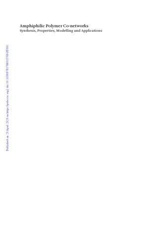 Amphiphilic Polymer Conetworks Synthesis Properties Modelling And Applications Patrickios