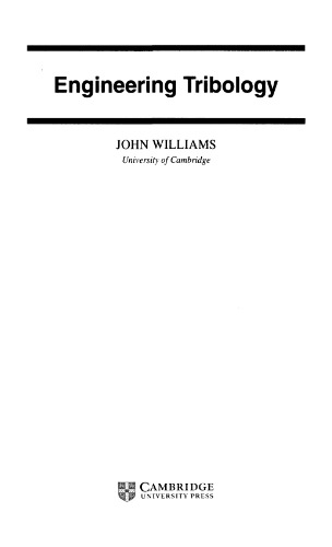 Engineering Tribology Repr Williams John