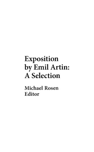 Exposition By Emil Artin A Selection Emil Artin Auth Michael Ira Rosen Ed