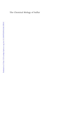 The Chemical Biology Of Sulfur Walsh Christopher T