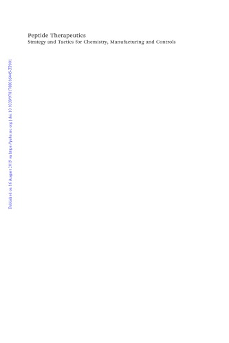 Peptide Therapeutics Strategy And Tactics For Chemistry Manufacturing And Controls Srivastava