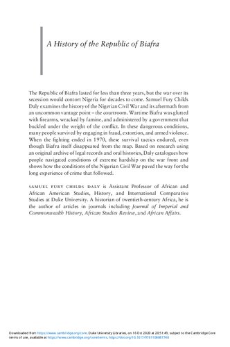 A History Of The Republic Of Biafra Law Crime And The Nigerian Civil War Daly