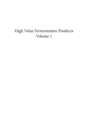 High Value Fermentation Products Volume 1 Human Health Babu