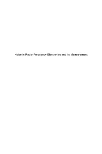 Noise In Radiofrequency Electronics And Its Measurement Fouquet