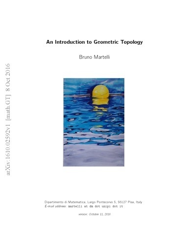 An Introduction To Geometric Topology Draft Martelli B