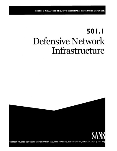 Sec5011 Defensive Network Infrastructure A1202 Eric Cole Ted Demopoulos