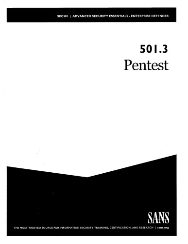 Sec5013 Pentest A1202 Eric Cole David Shackleford
