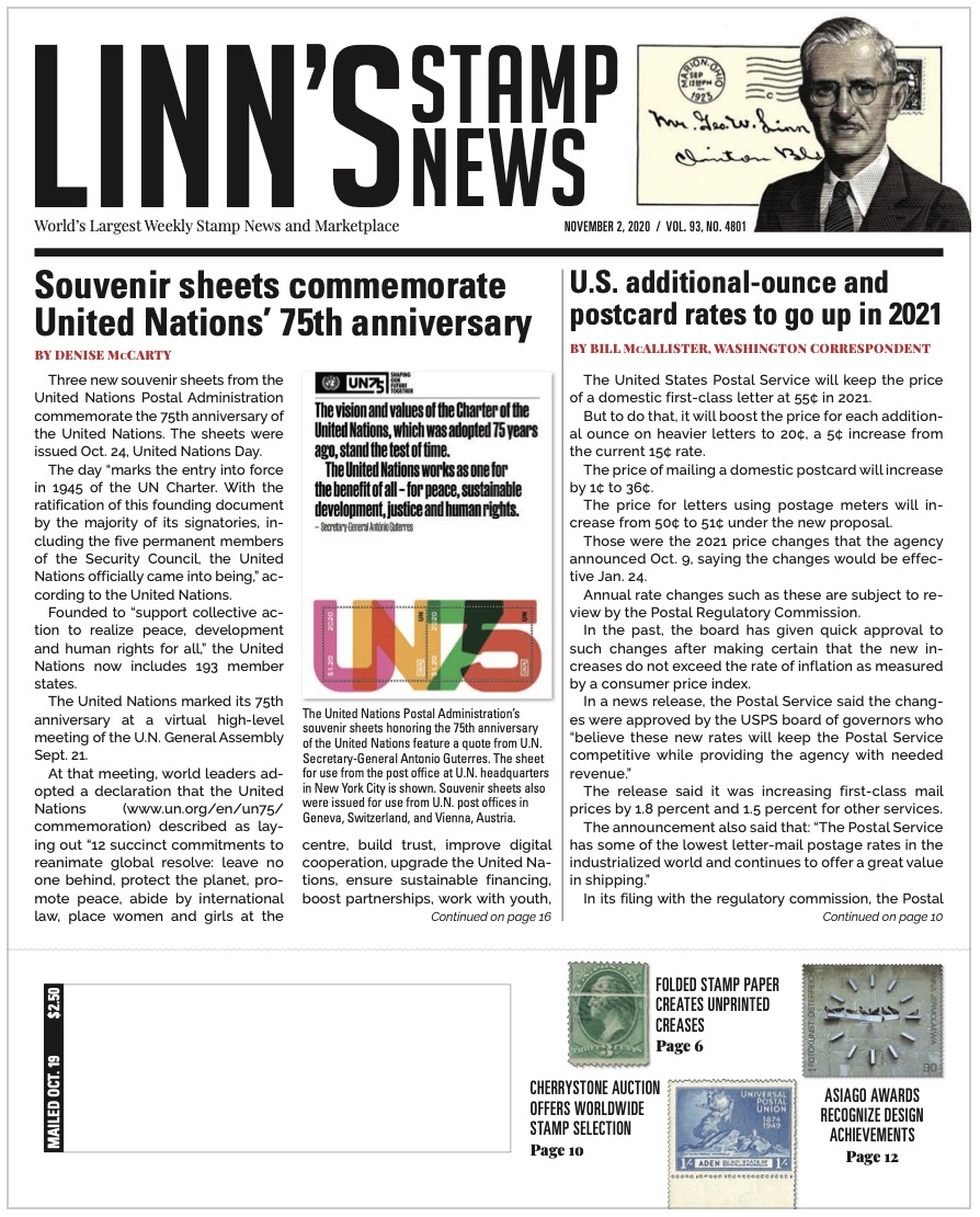 Linns Stamp News 20201102 4801th Edition Amos Media