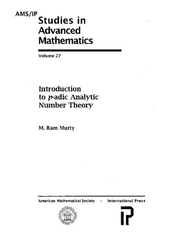 Introduction To Padic Analytic Number Theory Maruti Ram Murty