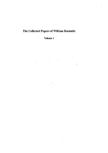 The Collected Papers Of William Burnside 2volume Set Mathematics William Burnside