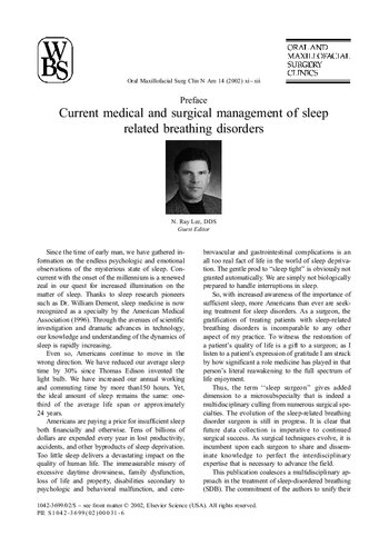Current Medical And Surgical Management Of Sleep Related Breathing Disorders 1st Edition N Ray Lee