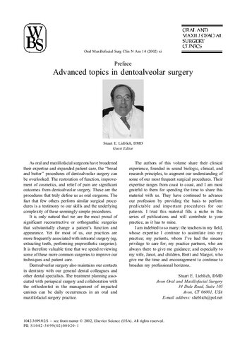 Advanced Topics In Dentoalveolar Surgery 1st Edition Stuart E Lieblich