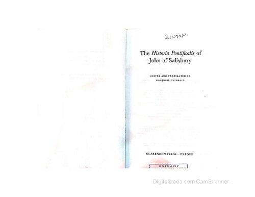 The Historia Pontificalis Of John Of Salisbury John Of Salisbury