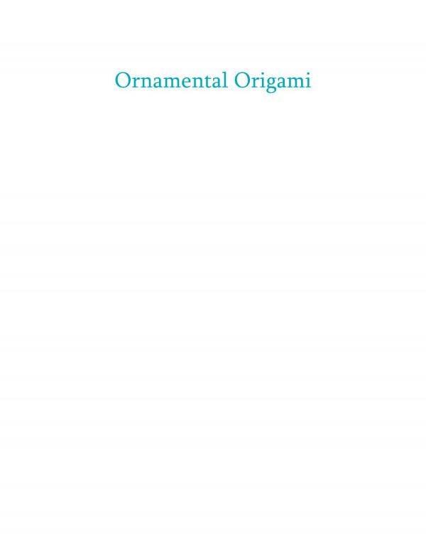Ornamental Origami 1st Edition Meenakshi Mukerji