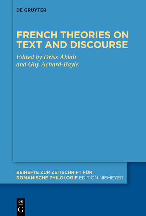 French Theories On Text And Discourse 1st Edition Driss Ablali