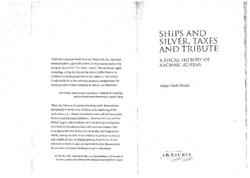 Ships And Silver Taxes And Tribute A Fiscal History Of Archaic Athens Hans Van Wees